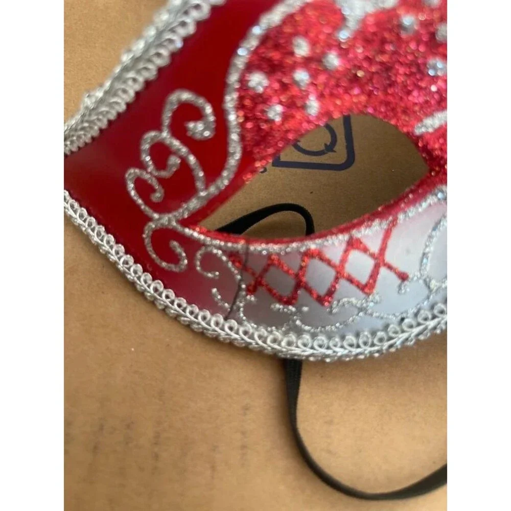 Lot of 2 Venetian Masquerade Masks Women's Eye mask Pink & Red Halloween Costume
